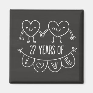 27th Anniversary Gift Chalk Hearts Magnet
