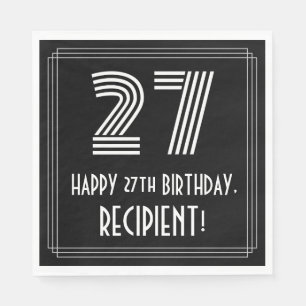 27th Birthday: Art Deco Inspired Look "27" + Name Napkin