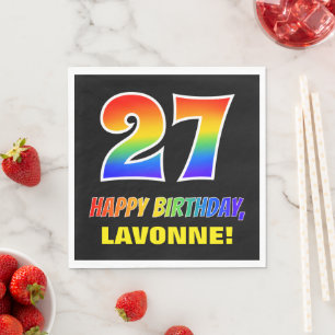 27th Birthday: Bold, Fun, Simple, Rainbow 27 Napkin