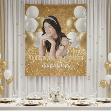 27th Birthday Gold Glitter Tapestry Premium