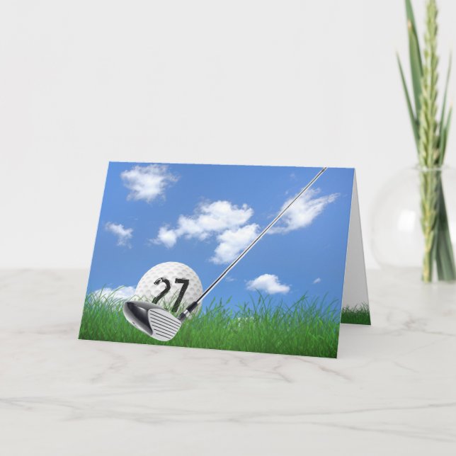 27th Birthday Golf Ball and Putter Card (Front)