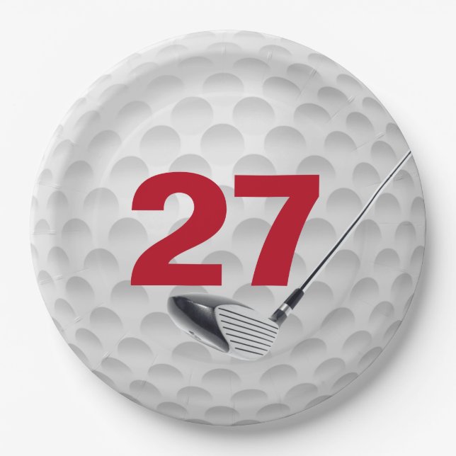 27th Birthday Golf Ball Design Paper Plate (Front)