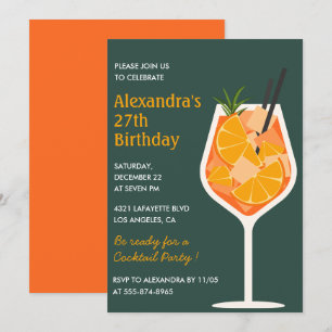 27th birthday invitations Cocktail Elegant Modern