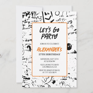 27th birthday invitations Men Graffiti Grunge