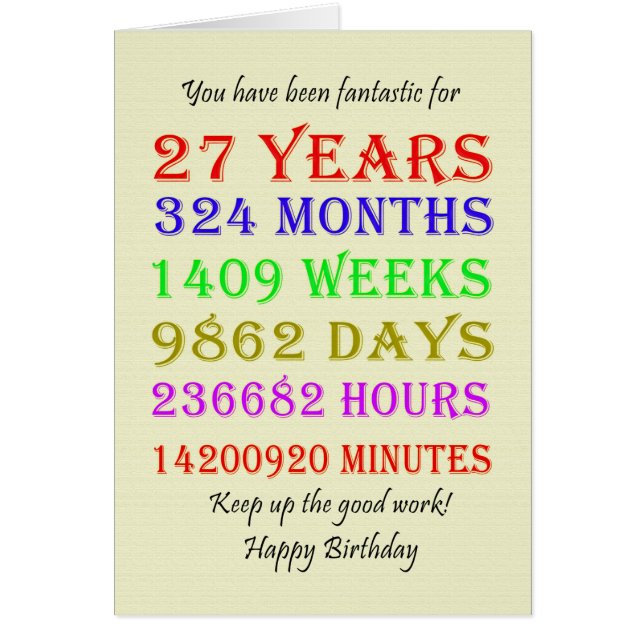 27th Birthday Milestones (Front)