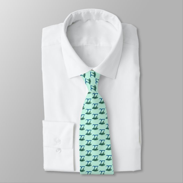 27th Birthday or Anniversary Peacock Feathers Tie (Tied)
