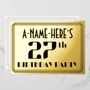 27th Birthday Party: Art Deco Look “27” and Name