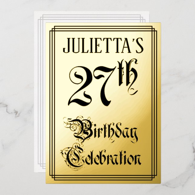 27th Birthday Party — Elegant Script + Custom Name (Front/Back)