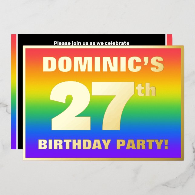 27th Birthday Party: Fun, Colourful Rainbow Patter (Front/Back)