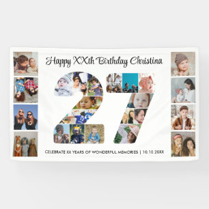 27th Birthday Party Number 27 Photo Collage Banner