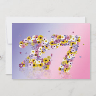 27th Birthday party, with flowered letters Invitation