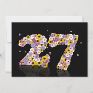 27th Birthday party, with flowered letters Invitation