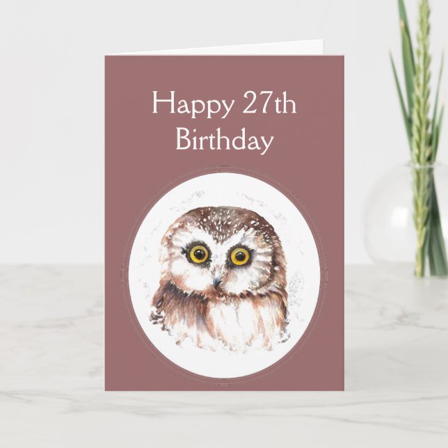 27th Birthday Who Loves You, Cute Owl Humour Card (Front)