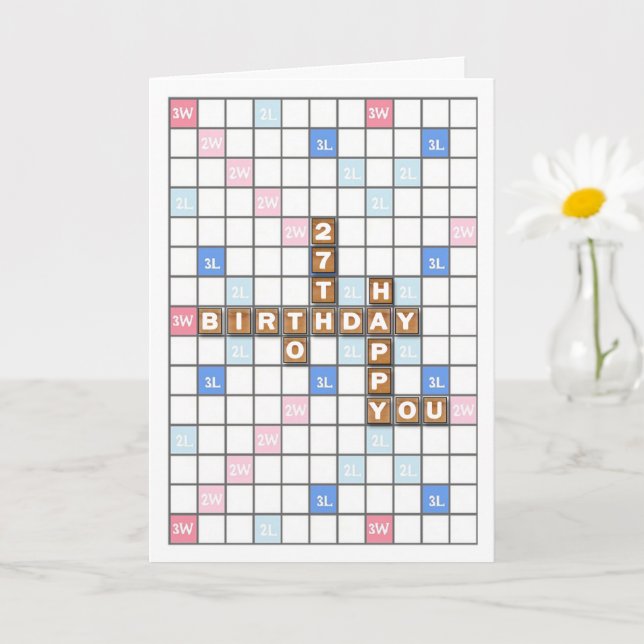 27th Birthday, Word Game Board Card (Small Plant)