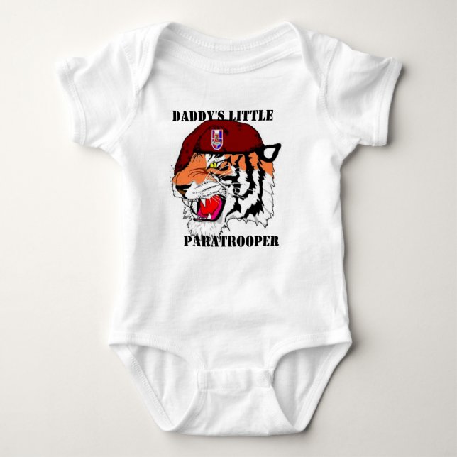 27TH Engineer Battalion Daddy's little paratrooper Baby Bodysuit (Front)