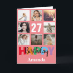 27th Happy Birthday Photo Collage Modern Pink Card<br><div class="desc">27th Happy Birthday Photo Collage Modern Pink Card with personalised name. For further customisation,  please click the "Customise it" button and use our design tool to modify this template.</div>