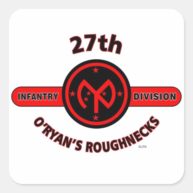 27TH INFANTRY DIVISION "O'RYAN'S ROUGHNECKS" SQUARE STICKER (Front)