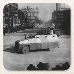 27th March 1917: The armoured vehicle squadron Square Paper Coaster