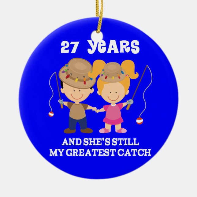 27th Wedding Anniversary Funny Gift For Him Ceramic Tree Decoration (Front)