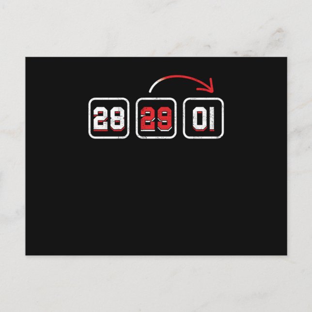 28 29 01 Countdown February 29 Gift Postcard (Front)