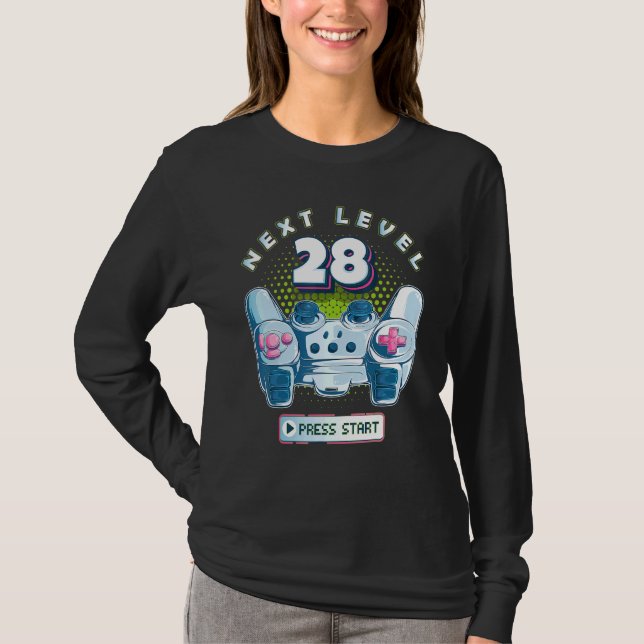 28 Birthday Gamer Next Level 28 Gaming Controller  T-Shirt (Front)