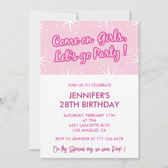 28 birthday invitation Elegant girly simple (Front)