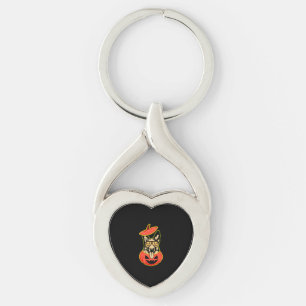 28 German Shepherd In Scary Pumpkin Shirt Funny Cu Key Ring