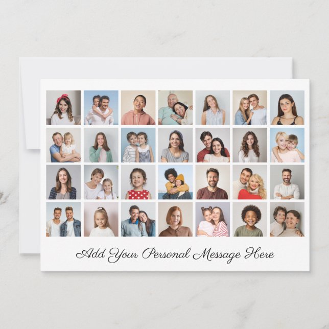 28 Photo Collage Add Your Own Greeting Flat Card (Front)