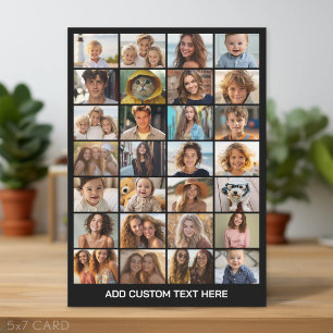 28 Photo Collage - Custom Text - Black and White Holiday Card