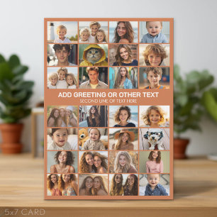28 Photo Collage - Custom Text - Terra Cotta Holiday Card
