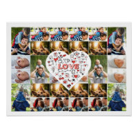 28 Photo Collage Frame with Love Hear Centerpiece