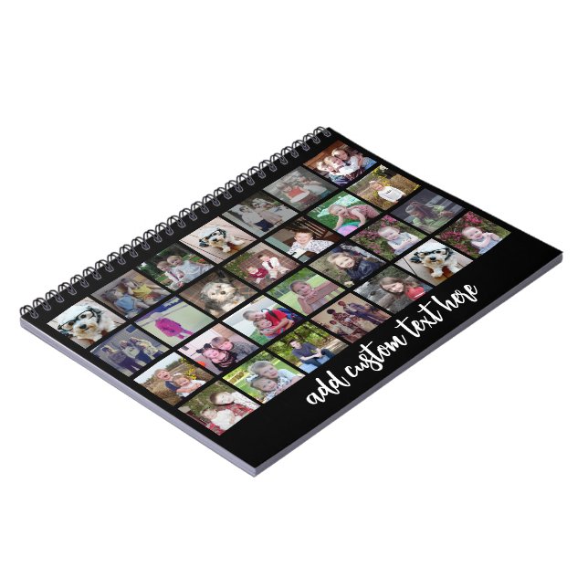 28 Photo Collage Grid - 1 Text box - black white Notebook (Left Side)