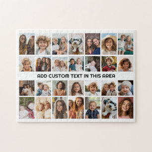 28 Photo Collage Grid - 1 Text box Jigsaw Puzzle
