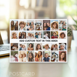28 Photo Collage Grid - 1 Text box Postcard