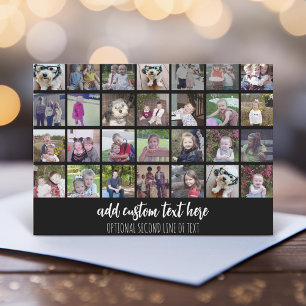 28 Photo Collage Grid - 2 Text boxes greeting card