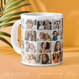 28 Photo Collage Grid - Modern, Minimal White Large Coffee Mug