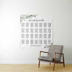28 Table Elegant Eucalyptus Wedding Seating Chart Tapestry