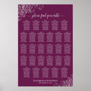 28 Table Magenta Plum & Silver Posh Seating Chart