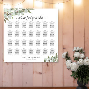 28 Table Wedding Seating Chart Eucalyptus Greenery