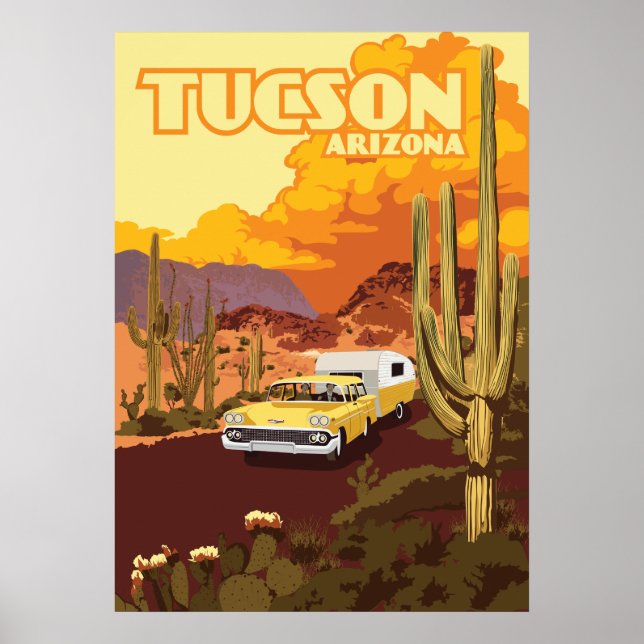 28"x20" Travel Camper - Tucson, Arizona Poster (Front)