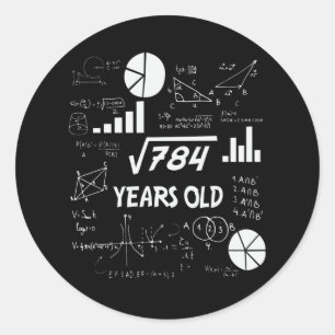 28 Year Old Bday Math Teacher 28th Birthday Gift Classic Round Sticker