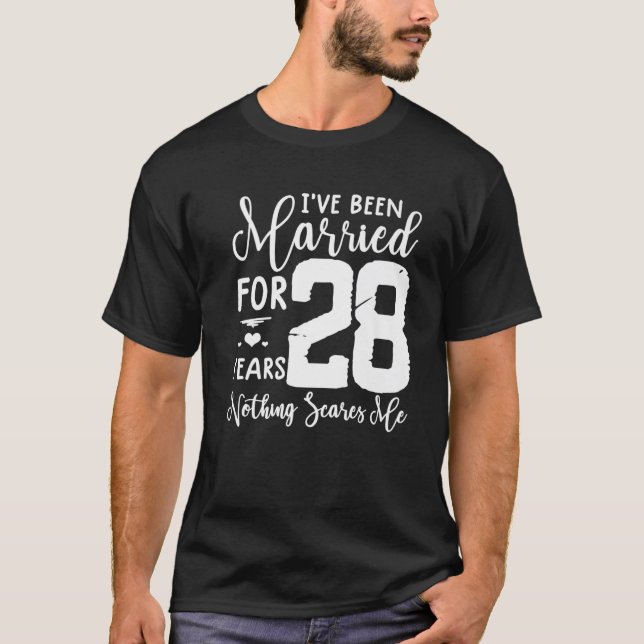 28 Years Married  Funny Couple 28Th Anniversary T-Shirt (Front)