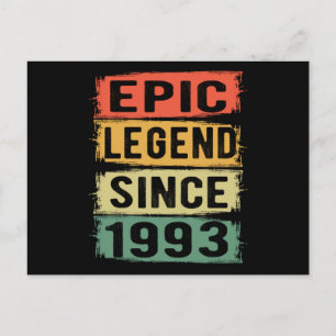 28 Years Old Bday 1993 Epic Legend 28th Birthday Postcard