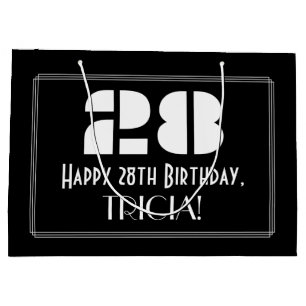 28th Birthday ~ Art Deco Inspired Look "28" + Name Large Gift Bag