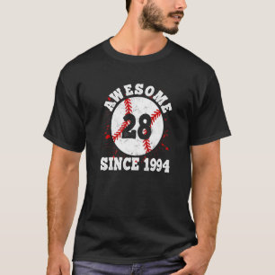 28th Birthday Awesome Since 1994 Baseball Player 2 T-Shirt