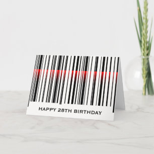 28th Birthday Barcode with Red Laser Card