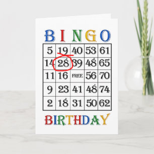 28th Birthday Bingo card