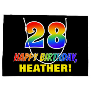28th Birthday: Bold, Fun, Simple, Rainbow 28 Large Gift Bag
