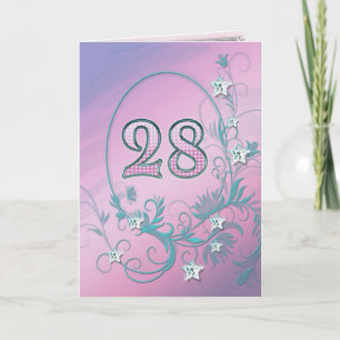 28th Birthday card with diamond stars