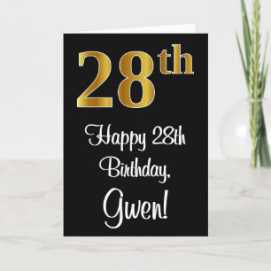 28th Birthday ~ Elegant Luxurious Faux Gold Look # Card
